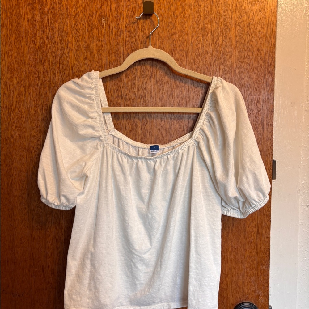 Old Navy Cream Puff Sleeve Square Neck Top